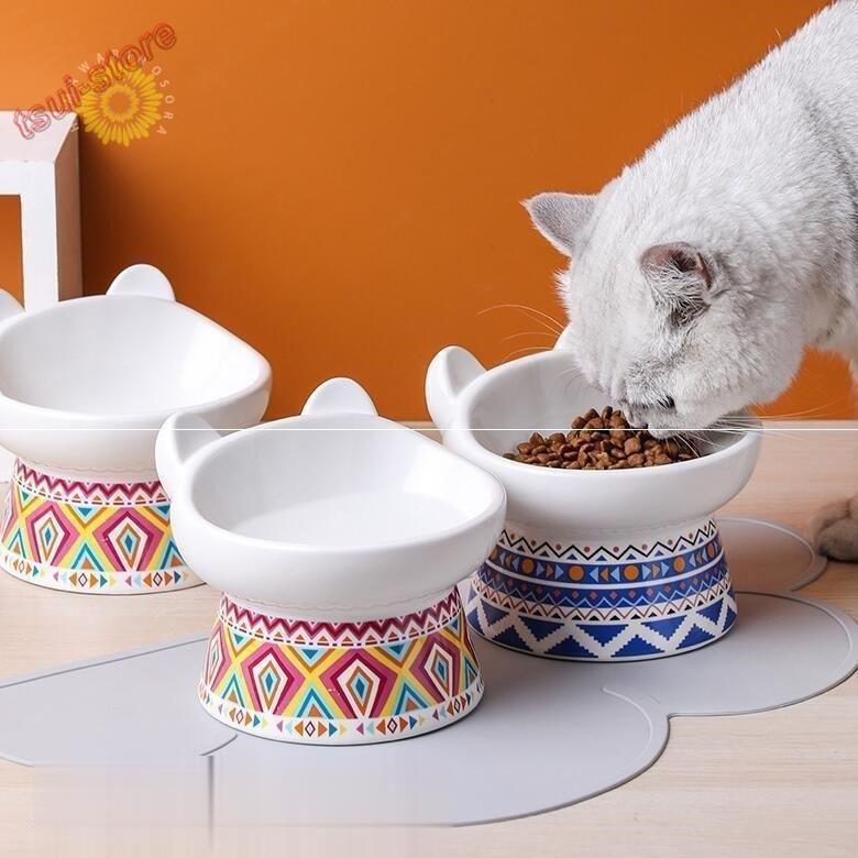 フードボウル 猫用 食器 小中型犬用 ペット食器 セラミックス製 可愛い ins風 食器 陶磁器 焼き物ペット用 猫食器 餌やり 水やり用品