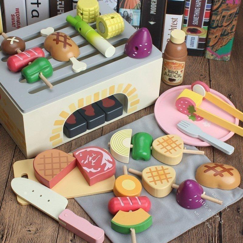 2-7歳 ままごとキッチン おもちゃセット マザーガーデン 木製 おままごと バーベキューセット 食材 知育玩具 誕生日プレゼン 女の子 BBQ